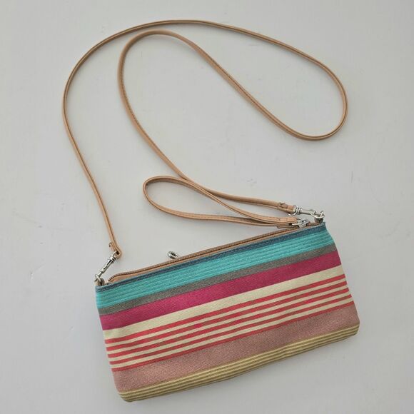 Relic Retro Rainbow Striped Canvas Crossbody Bag Wristlet Colorful Purse‎ - Picture 2 of 13
